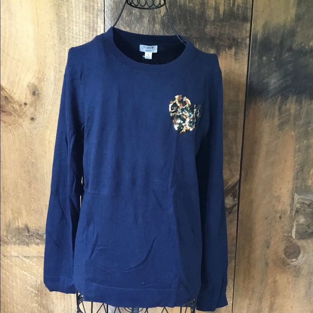 NWT J.Crew Sequin Heart Sweater